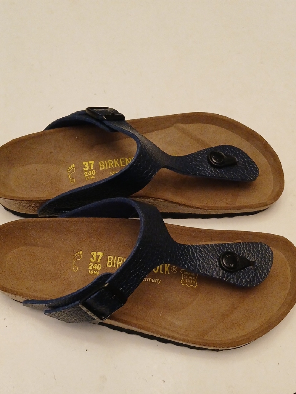 Birkenstock Women’s Blue Gizeh Leather Thong Sandals 37 NEW